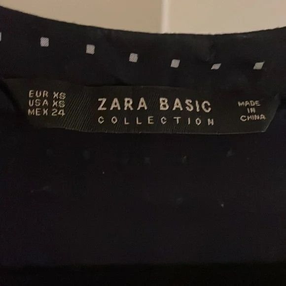 Zara Basic Black Polka Dot‎ V-Neck Long Sleeve Blouse Professional Office Wear M - Picture 4 of 5